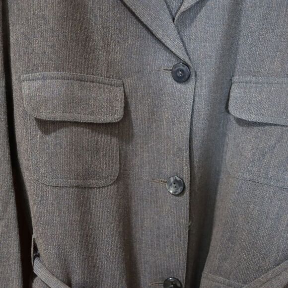 Jane Hamill Vintage Long Line Blazer & Skirt Suit 80s Cold War Belted 12 - Picture 7 of 15